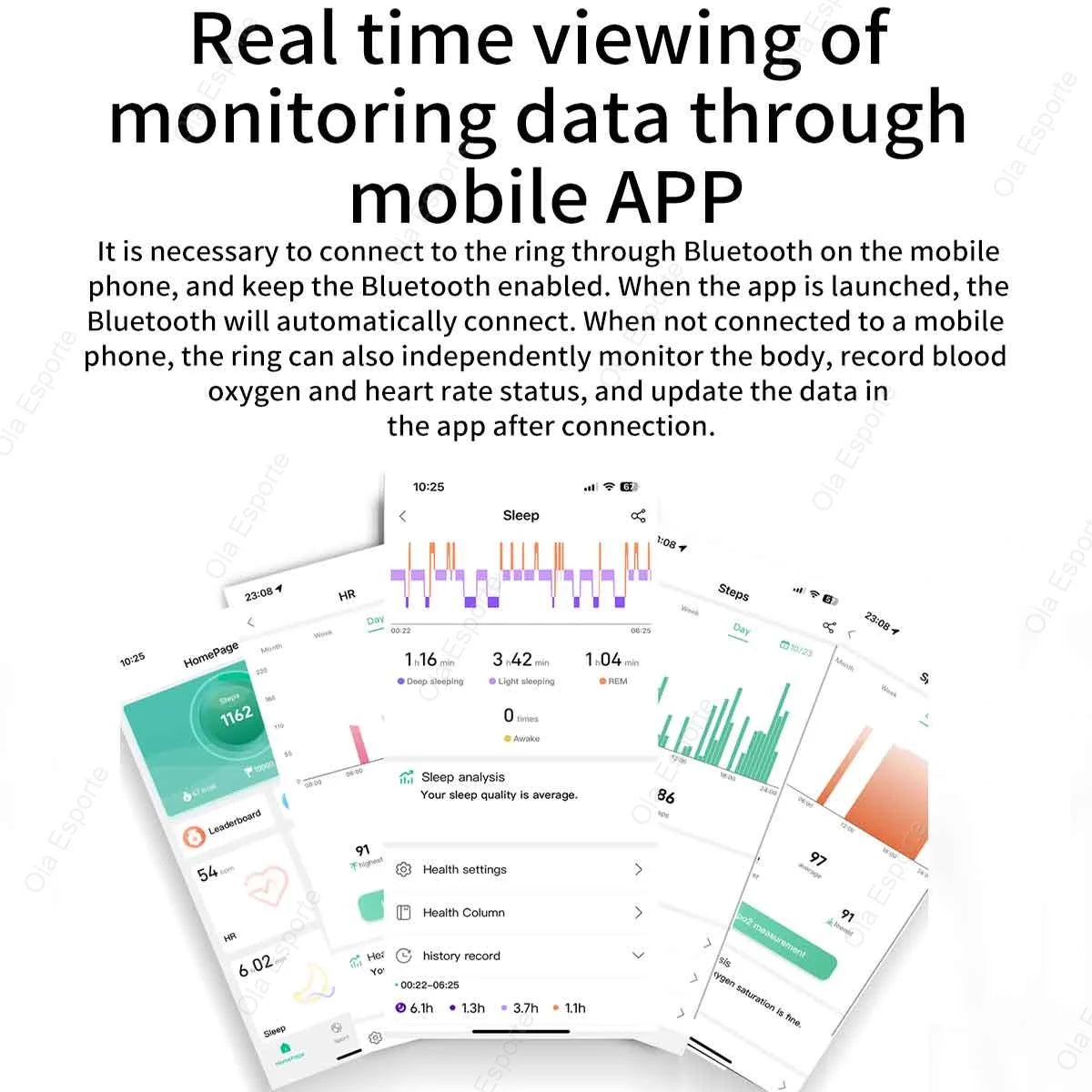 Smart Rings Steps Heart Rate Blood Oxygen Saturation Sleep Distance Calories IP68 Smart Ring Waterproof Multi-Sport Mode Tracker